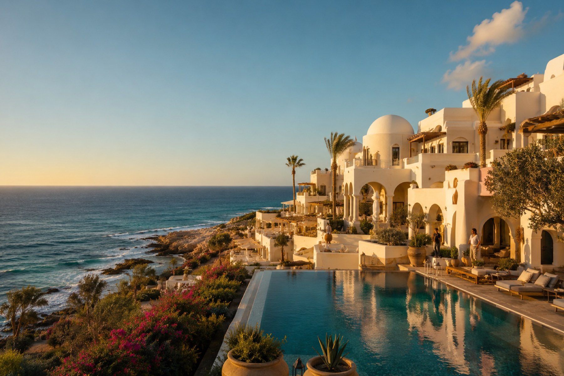 Whitewashed Mediterranean beach resort on Egypt's North Coast